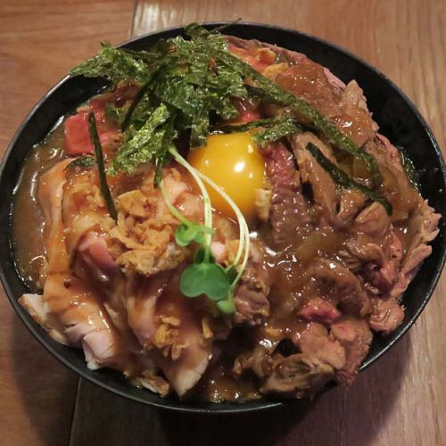 「ひだまり庵」-5 堺・宿院 2年4カ月ぶり~!?3種盛肉丼&牛かす煮そば☆ 170605