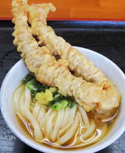 ぬるいうどんにゲソ天のせ 純手打うどん よしや @ 丸亀市飯野町 今年六回目の讃岐うどんツアー 一軒目 170701