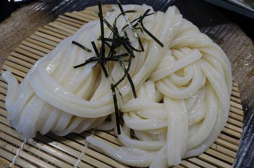 自家製おうどん　三拍子　＠　とり天ざるうどん