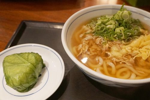 【福岡】かしわうどん&高菜葉巻おにぎり♪@ウエスト 向新町店