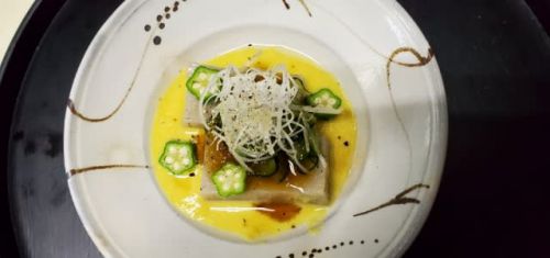 トウモロコシソースの蕎麦豆冨(*^O^*)
