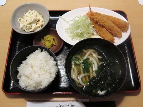 「みくに庵」-4 三国ヶ丘駅前 日替り定食は、ミニうどんにエビフライ、ご飯♪ 211105