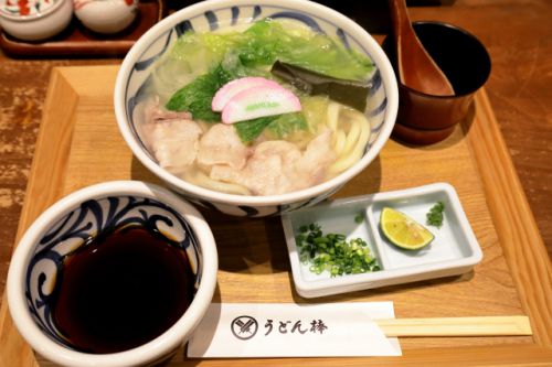 オリーブ豚とレタスの釜揚げ常夜うどん　うどん棒 大阪本店 ＠ 梅田　211106