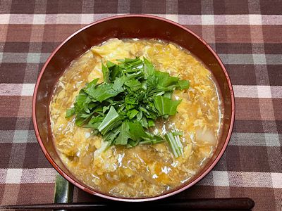 今日の夕食、かきたまうどん