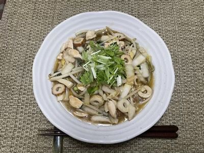 今日の夕食、野菜カレーそば