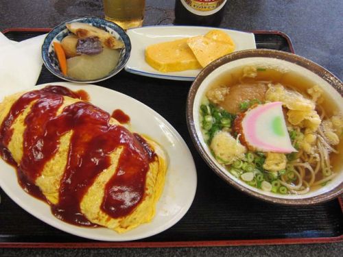「はりまや」-22 東湊 オムライスの定食☆温そばにオカズ付き!580円 220909